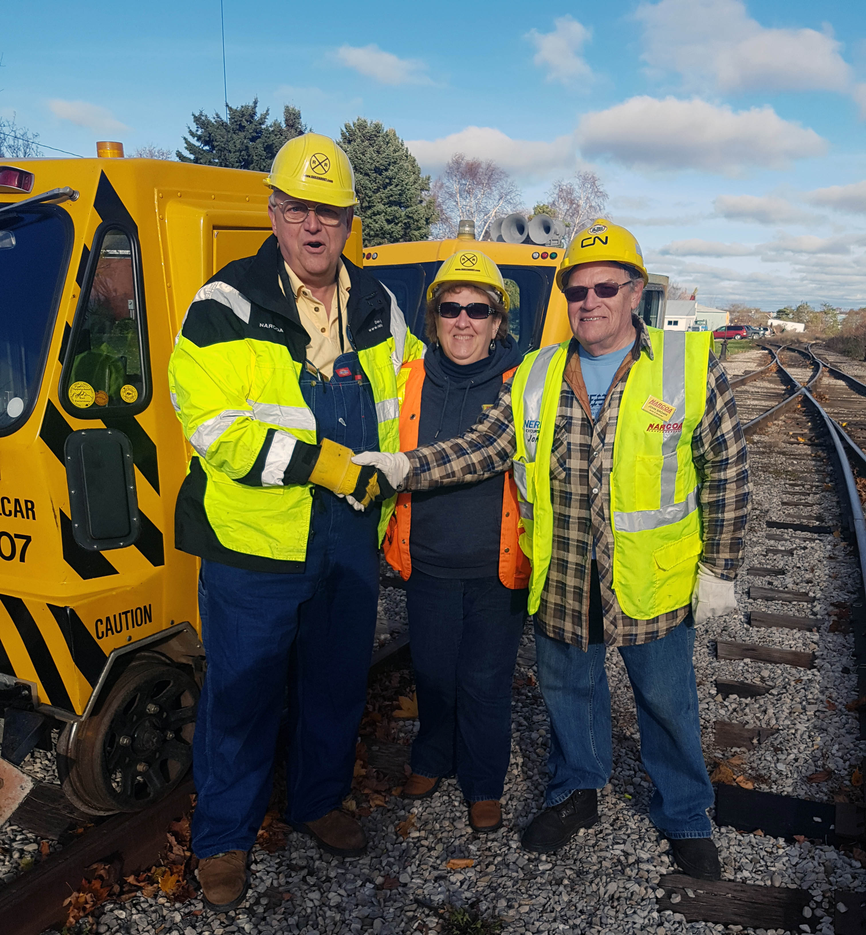 Dan, Adrianne, and John Brown on the Goderich Exeter Railroad